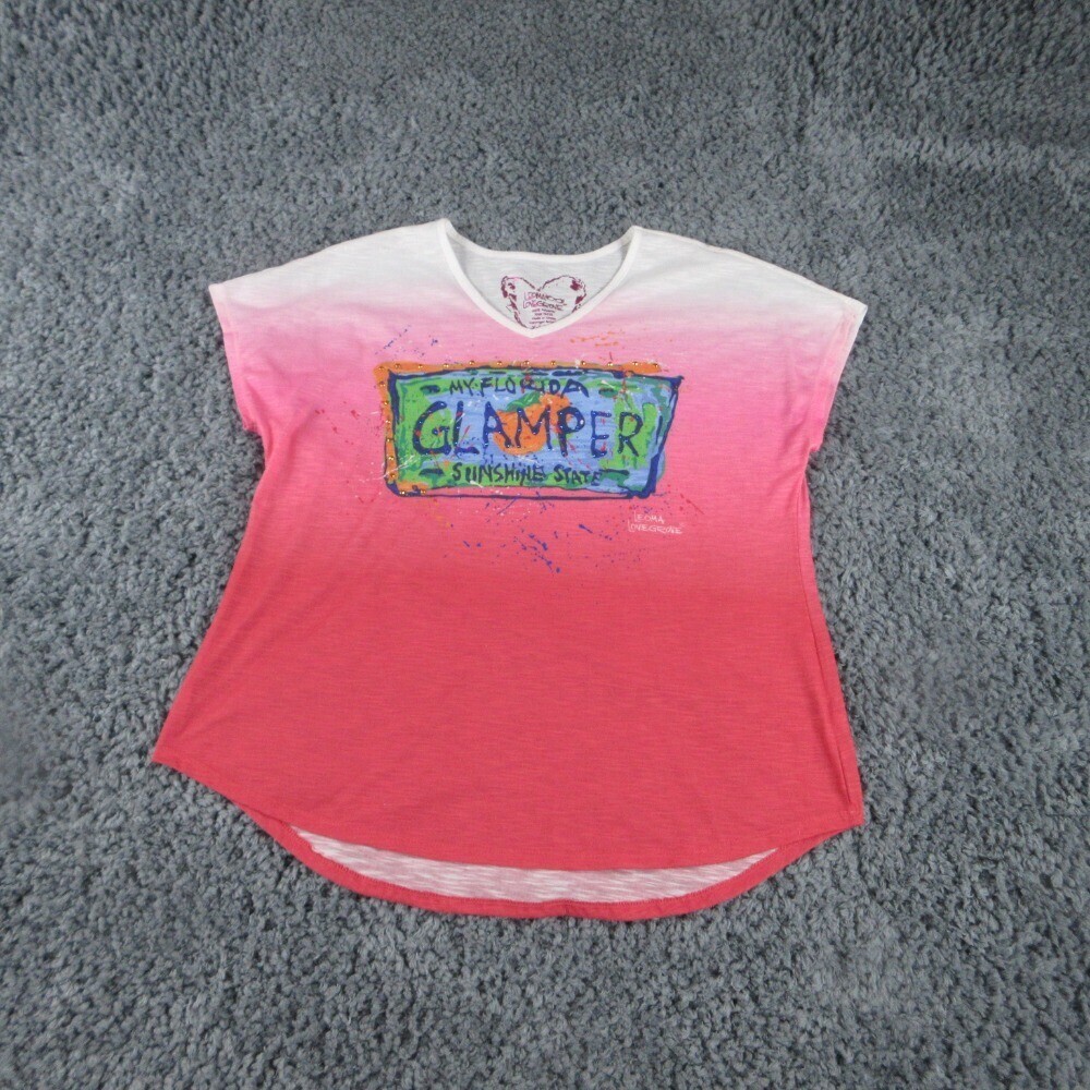 Leoma Lovegrove Shirt Womens Extra Large Pink Red Glamper Wearable Art